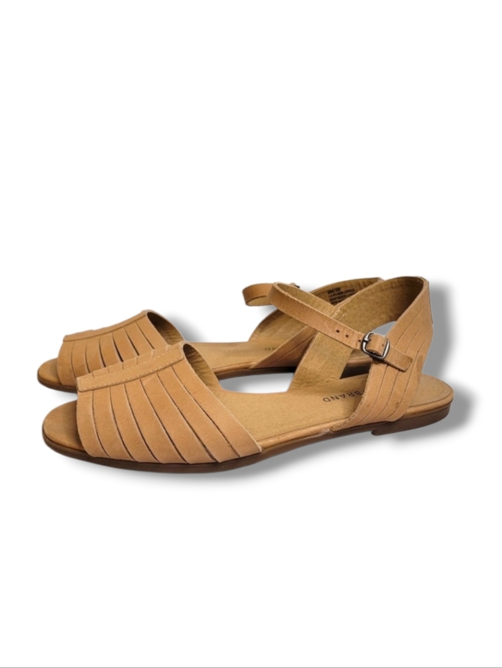 Lucky Brand Tan Suede Ankle-Strap Flat Sandals